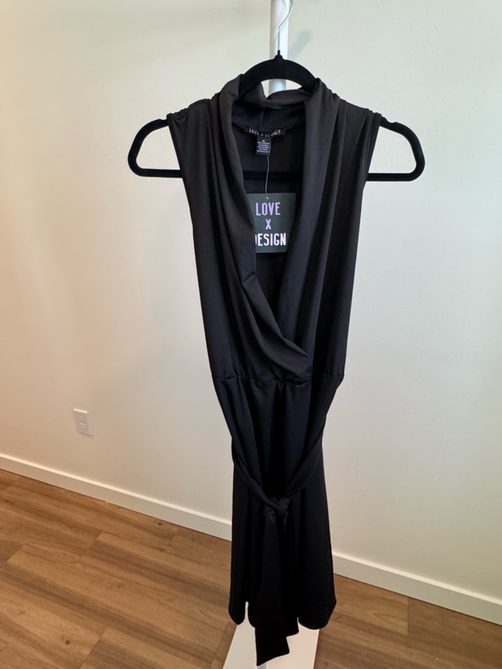 NWT Black Sleeveless Wrap-Style Dress size XL
